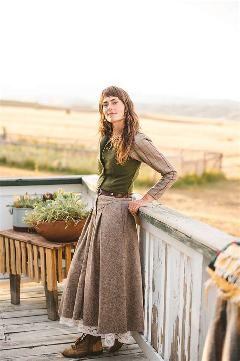 Long Wool Lacey Jean Skirt In Mountain Tweed Revivall Clothing