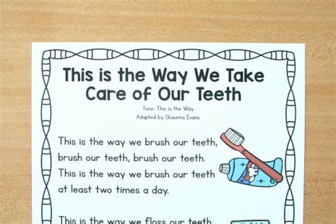 Dental Health Preschool Song Printable Fantastic Fun And Learning