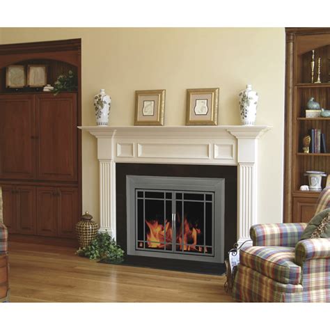 Pleasant Hearth Edinburg Fireplace Glass Door — For Masonry Fireplaces Large Gunmetal Model