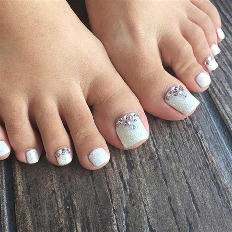 Registration Nails Design With Rhinestones Glitter Toe Nails Toe