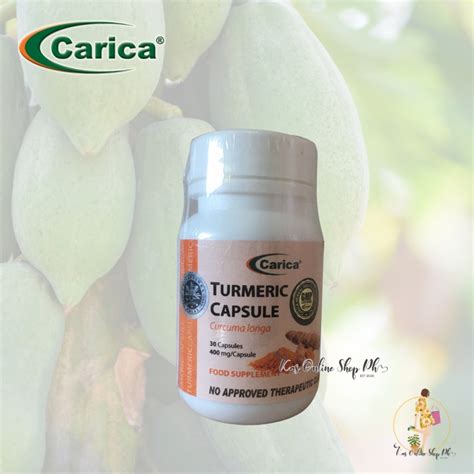 Carica Turmeric Capsules Curcuma Longa Bottle Of Capsules Mg