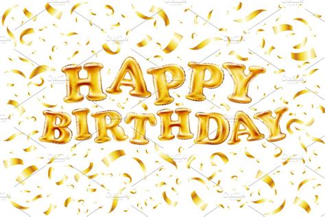 Happy Birthday Gold Balloons Vector Custom Designed Graphics