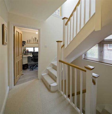 Stair Case To Loft And First Floor Carpet And Runner White Door Frame