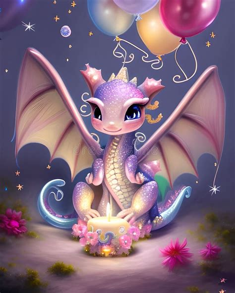 Cute Birthday Baby Dragon Graphic Stock Photo Image Of Tale Fantasy
