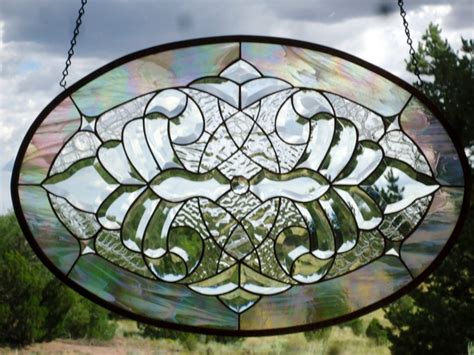 Stained Glass Window Panel Dazzling Diamonds Large Stained Glass Oval Stained Glass Oval