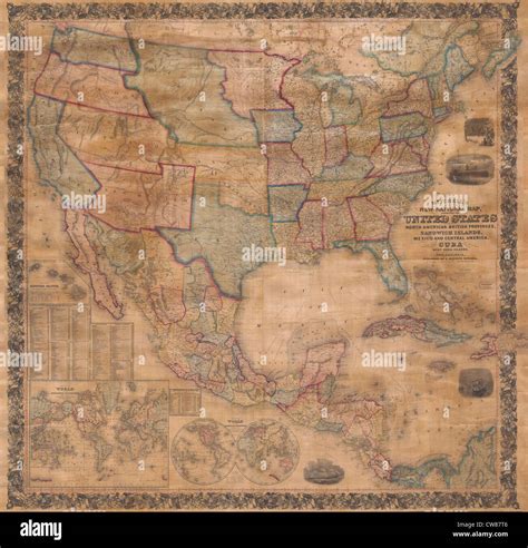 Mitchell Wall Map Of The United States And North America Hi Res Stock