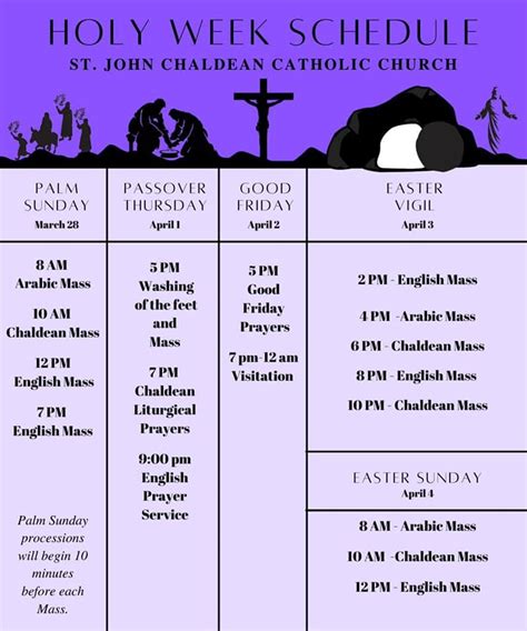 Holy Week Schedule Chaldean Catholic Diocese Of St Peter The Apostle