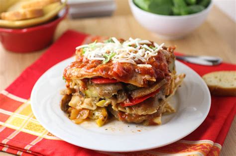 Roasted Vegetable Lasagna With Roasted Red Pepper Sauce