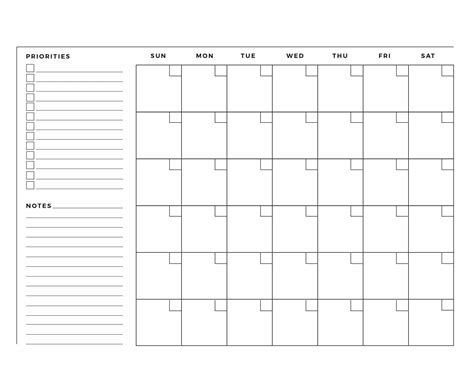 Printable Blank Calendar Templates World Of Printables