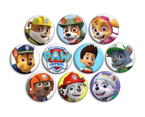 Paw Patrol Pinback Badge Buttons Or Magnets 15 Etsy