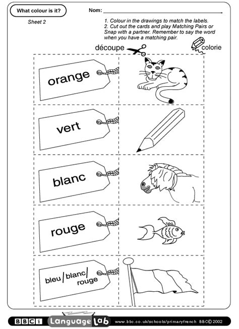 You are free to print out and use these worksheets for your own personal use. Primary French Printable worksheet