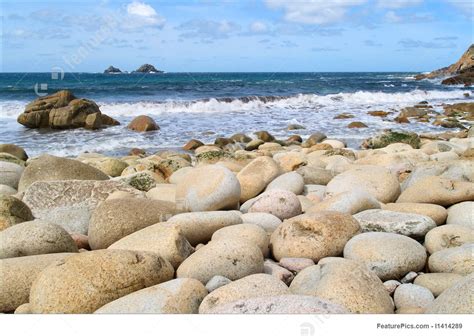Nature Landscape Large Round Stones On Porth Nanven Beach