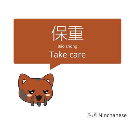 Goodbye In Chinese Take Care 保重 Says The Cat Mandarin Chinese