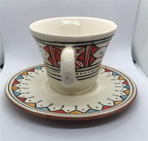 Safi Handpainted Bohemian Tribal Moroccan Clay Tea Or Coffee Etsy De