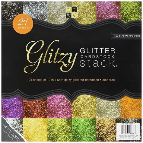 Dcwv The Glitzy Glitter Cardstock Stack 12 In X 12 In 24 Sheets Total 6