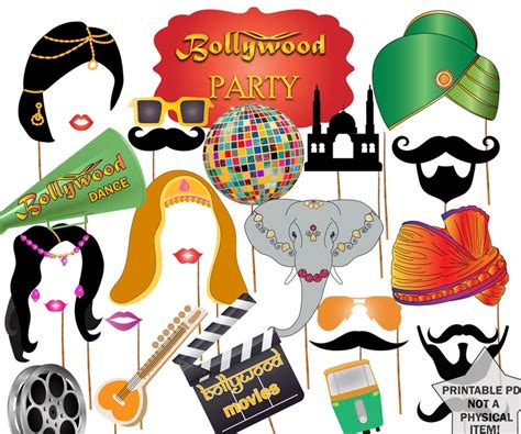 Bollywood Party Photo Booth Props Bollywood Wedding India Photo Booth Props Printable Party