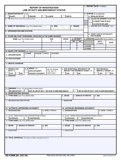 Download Fillable Dd Form 261