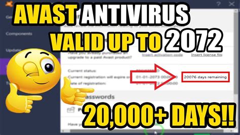 Avast 2018 License Key Valid Till 2073 20000 Days ️ Youtube