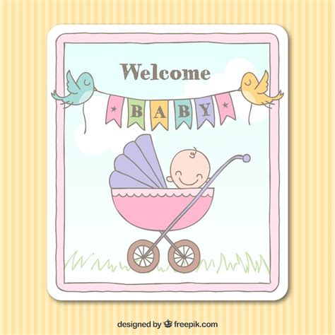 Sketchy Welcome Baby Card Vector Free Download