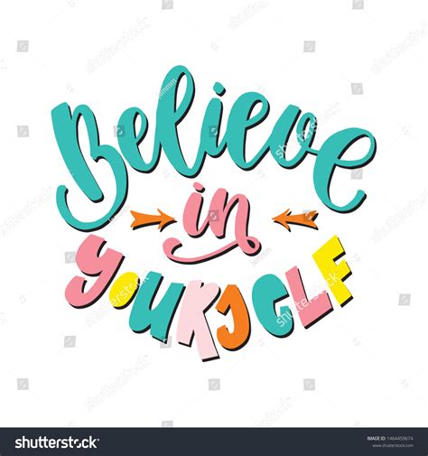 Believe Yourself Hand Lettering Quote Modern Stock Vector Royalty Free