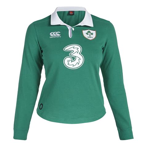 Canterbury Womens Ireland Rugby Home Classic Long Sleeve Shirt Kit 15
