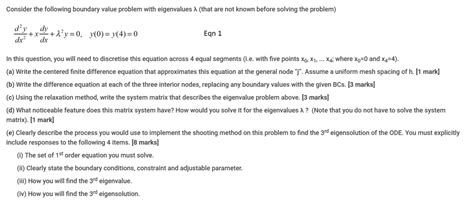 Solved Consider The Following Boundary Value Problem With