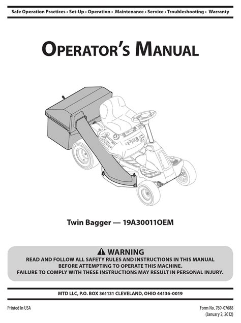 Mtd 19a30011oem Operators Manual Pdf Download Manualslib