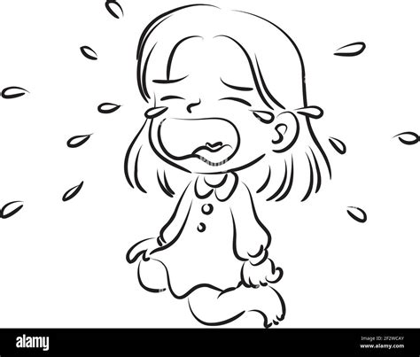 Girl Crying Black And White Stock Vector Image And Art Alamy
