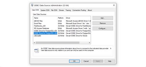 Installieren Und Konfigurieren Eines ODBC Treibers In Windows 10 32 64