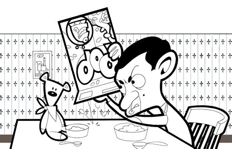 Mr Bean Y Teddy Comiendo Para Colorear Imprimir E Dibujar
