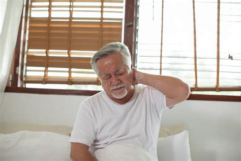 Asian Elderly Senior Man White Hairs Headache And Migraine So Pain And