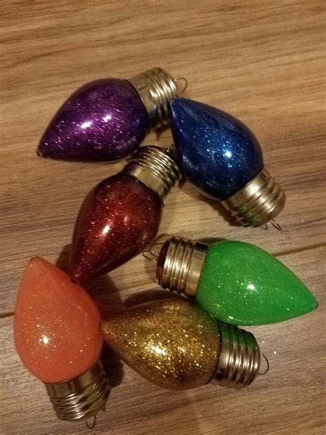 Ornaments Light Bulb Glitter Christmas Colorful