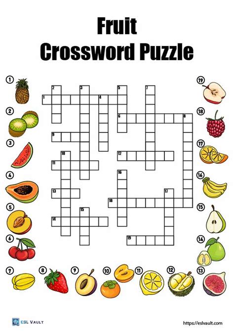 5 Free Fun Food Crossword Puzzles Esl Vault