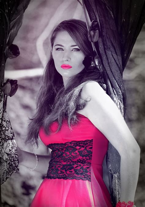 Hd Wallpaper Selective Color Photography Of Woman Wearing Red Top