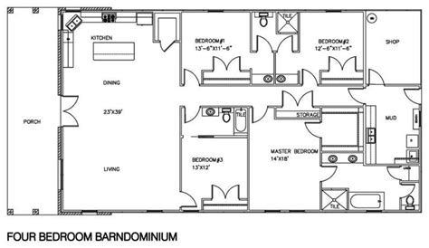 Barndominium Floor Plans With Shop 4 Bedroom Design Ideas