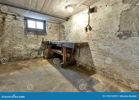 Abandoned Empty Old Dark Underground Cellar Stock Image Image Of