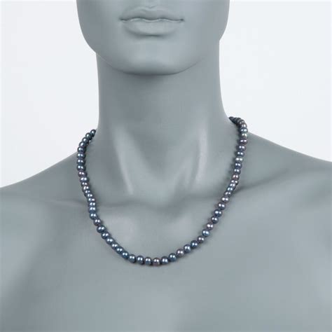 6 7mm Black Cultured Pearl Necklace With 14kt White Gold Ross Simons