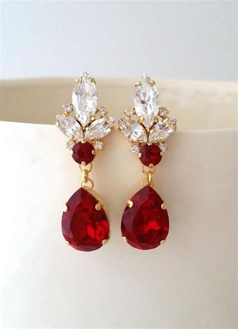 Ruby Earrings Red Earrings Bridal Earrings Garnet Earrings Red Ruby