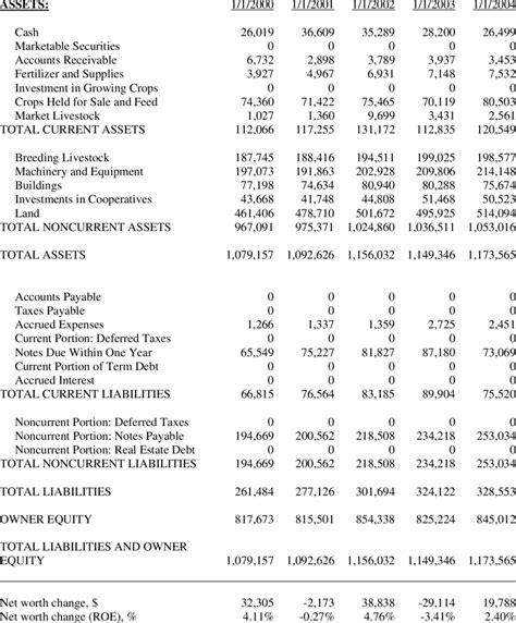 Farm Balance Sheet Template