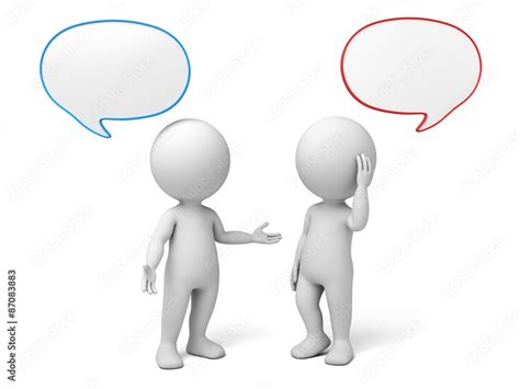 3d People Talking With Speech Bubbles 3d Image Isolated White