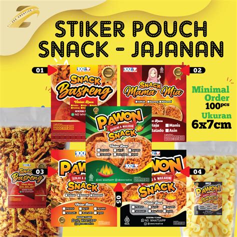Jual Stiker Label Snack Jajanan Kemasan Pouch Plastik Desain Product