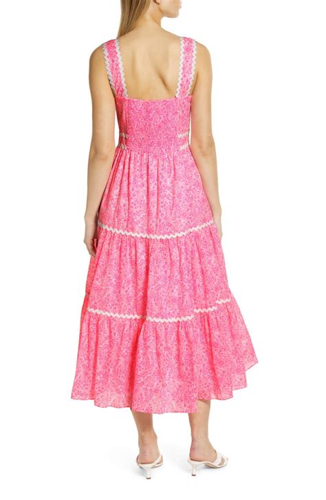 Lilly Pulitzer® Pollie Floral Rickrack Tiered Cotton Dress Nordstrom