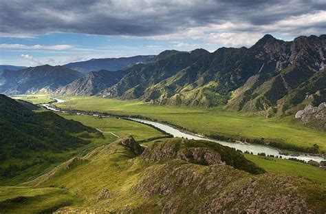 Katun A Tributary Of The Ob River In Siberia Russia From Birds View