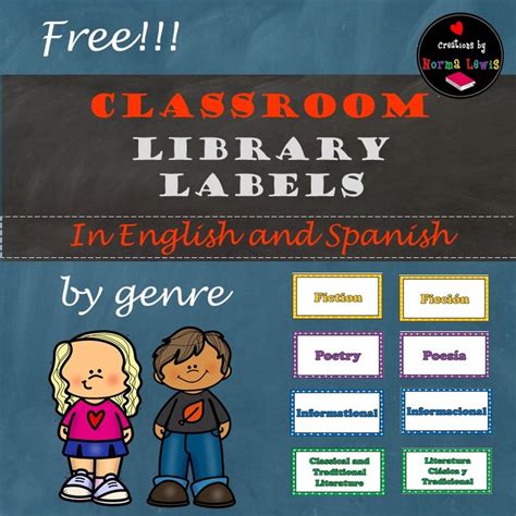 A Classroom Library Label With The Words In English And Spanish