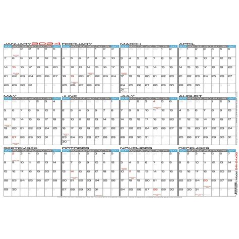 Jjh Planners Laminated 24 X 36 Large 2024 Erasable Wall Calendar