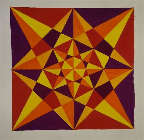 2d Composition Of Shapes With Warm Colours Geometric Shapes Drawing