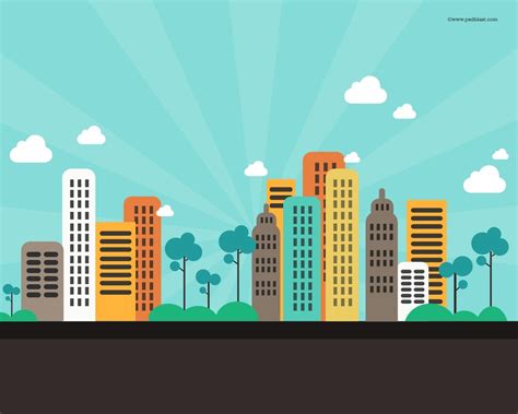 Flat Color Abstract City Background Psd City Cartoon Abstract City