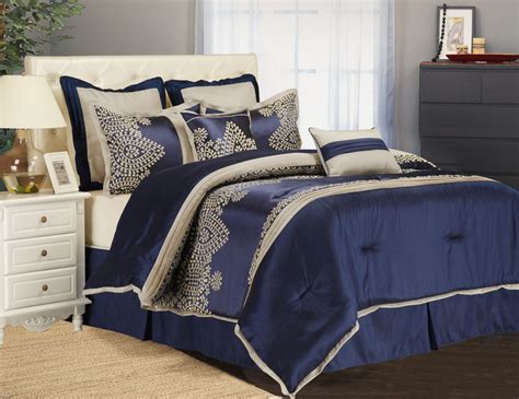 Bedroom Elegant Navy Blue Comforter For Bedroom
