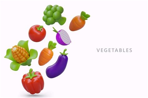 Premium Vector Fresh Organic Vegetables From Farm 3d Broccoli Carrot