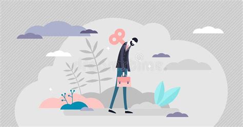 Burnout Vector Illustration Low Energy Fatigue Mother Tiny Persons